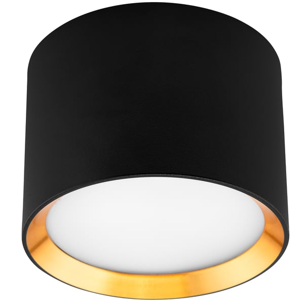 HALOGEENI-valaisin, pinta-asennettava, SUNLA Tuba Gx53 LED-kohdevalaisin, kattovalaisin, sylinteri, musta ja kulta, LUMILED