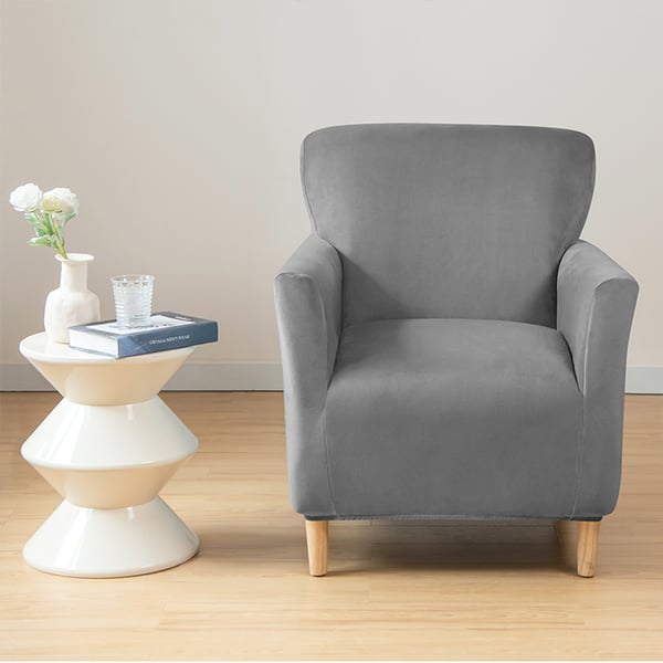 Päällinen pieneen nojatuoliin S, samettia, tummanharmaa
