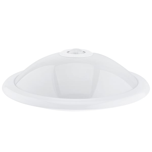 Taklampa LED REGIS 2x E27 IP44 med rörelsesensor och skymningssensor vit rund 30cm LUMILED