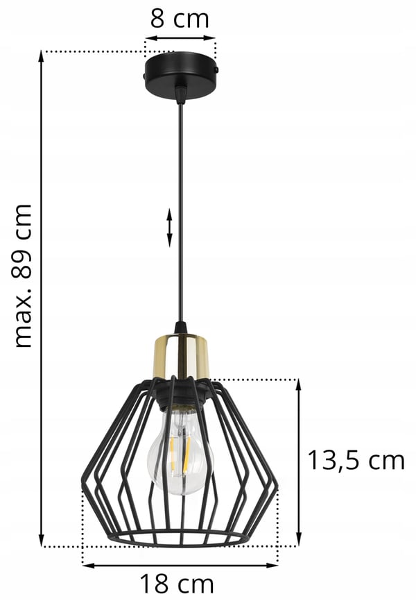 Hængelampe, loftslysekrone, trådskærm, LED