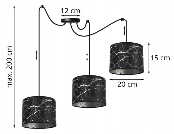 Lofthængende lampe, edderkoppemønster lampeskærm, sølv