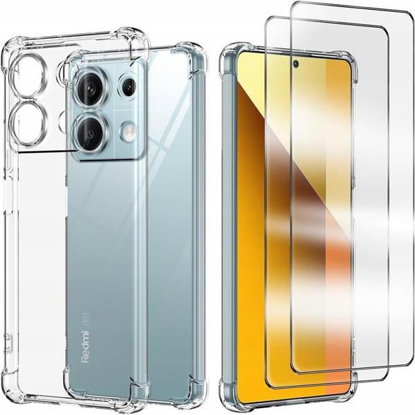 Xiaomi Redmi Note 13 Pro 5G stødafskærmende skal og 2x hærdet glas Xiaomi Redmi Note 13 Pro 5G stødafskærmende skal og 2x hærdet glas