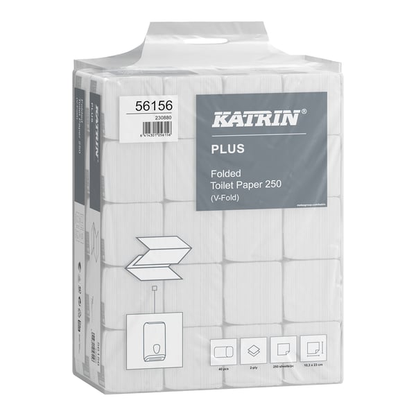 Foldet toiletpapir, cellulose, 2-lags, 56156