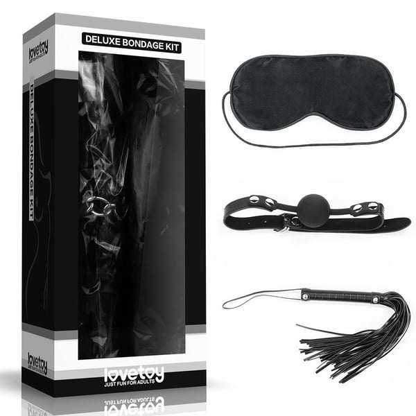 Lovetoy BDSM Deluxe bondage-kit med mask, piska och boll
