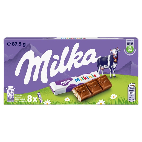 Milka Alpine -maitosuklaa maitotäytteellä 87,5 g (8 palaa)