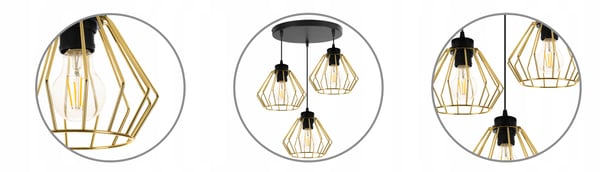 Lofthængende lampe med guld lysekrone i loftet Druciak