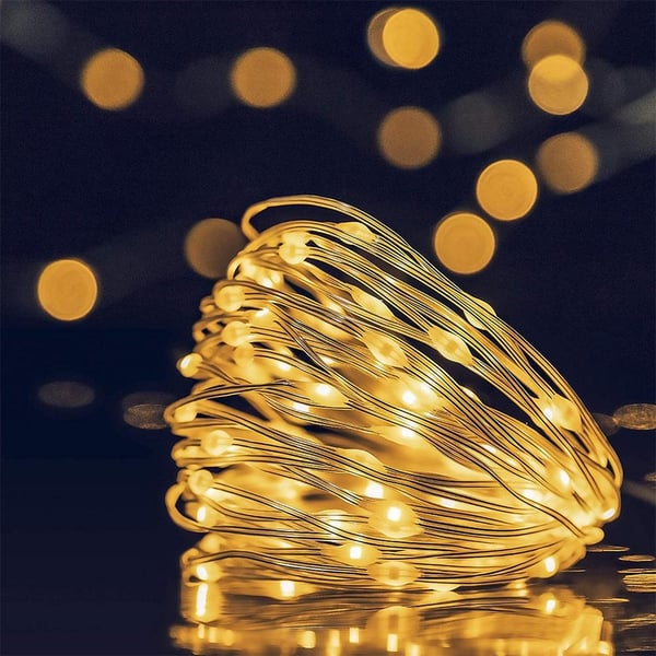 LED-belysning, batteridrevne ledninger, juletræslys, 20 LED'er, 2m, kold, varm