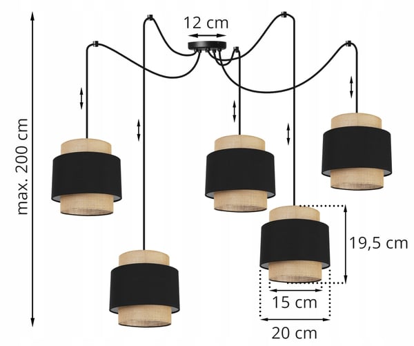 Hængende lampe, loftslysekrone, lampeskærm, boho juta