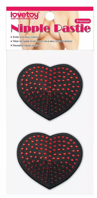 Lovetoy rintaliivit nippelkoristeilla mustalla ja punaisia timanteilla