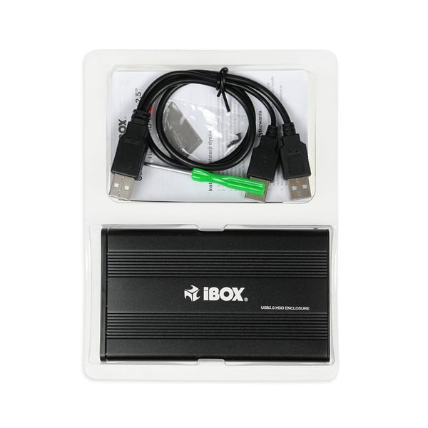 iBOX HD-01 2,5" USB 2.0 harddisk-etui, sort, aluminium