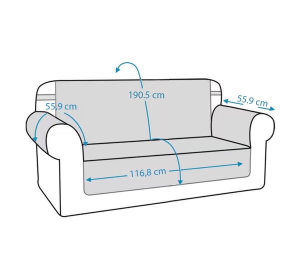 Sohvan päällinen 2-istuttavalle sohvalle, 116 cm, vedenpitävä, harmaa, tikattu