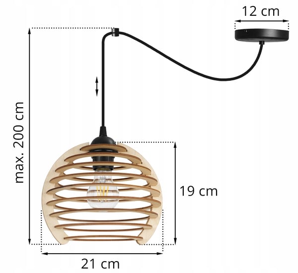 Hængende lampe, loftslysekrone, træ, LED lampeskærm