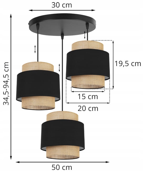 Hængende lampe, loftslysekrone, lampeskærm, boho juta