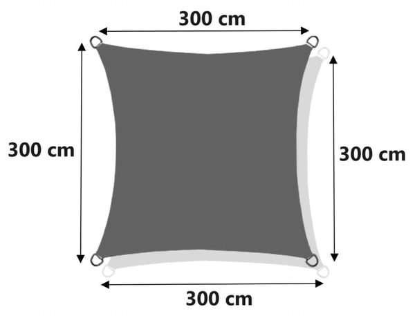 Vedenpitävä aurinkopurje ortalion 3x3 m harmaa