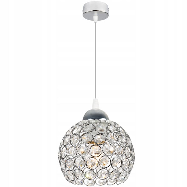 Kromhængende lampe med lysekrone i loftkrystal