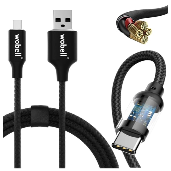 USB-C QC 3.0 2.4A -kaapeli, 1,8 metriä pitkä