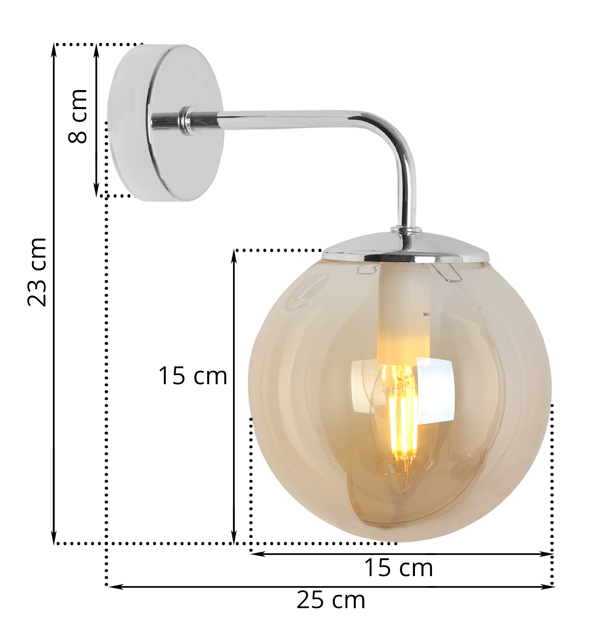 SIENA KROM VÆGLAMPE 1 FLAD HONNINGLAMPE E14