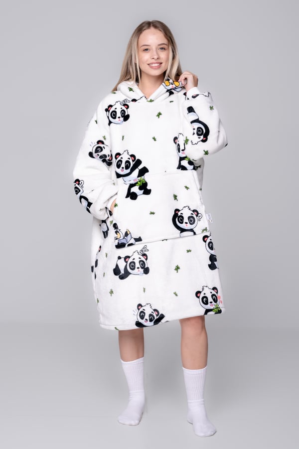 Huopapaita Ylisuuri lämmin Paksu huopapaita 2in1XXL panda valkoinen pörröinen [KB-W5]