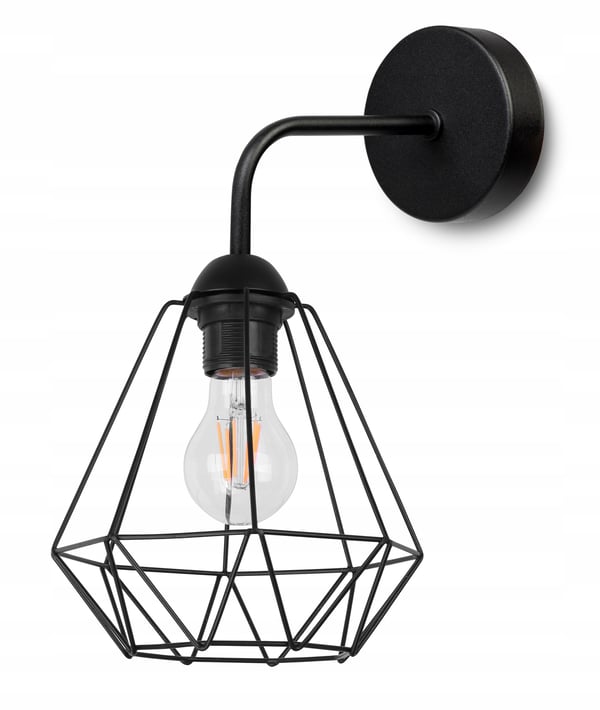 ELEGANT RETRO VÆGLAMPE MED TRÅD SORT LOFT