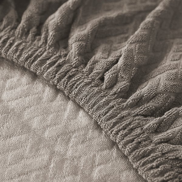 Elastinen jacquard tuolinkotelo harmaa beige
