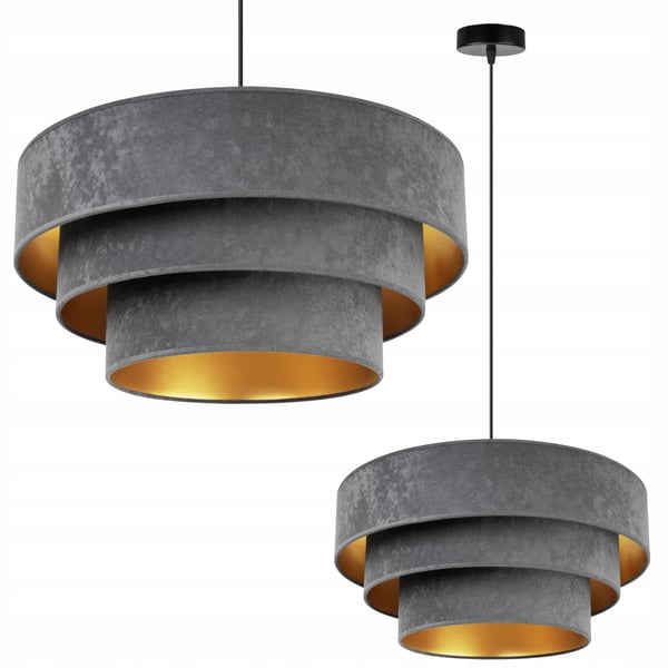 HÆNGENDE LAMPE LOFTSKRONE GYLDEN FLØJLSSKÆRM