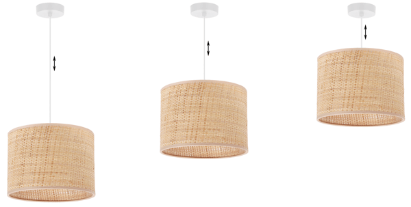 HVID RATTAN HÆNGELAMPE 1 FLAD RATTAN LAMPESKÆRM 20CM