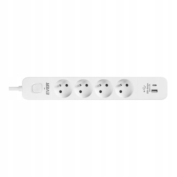 Ever Proect 4PL 1A1C USB Ylijännitesuoja 1,5 m Valkoinen