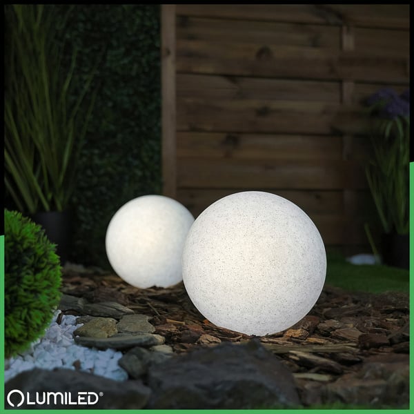 Havelampe udendørs STONE LED-kugle LUMIKULA 20cm E27 IP65 LUMILED