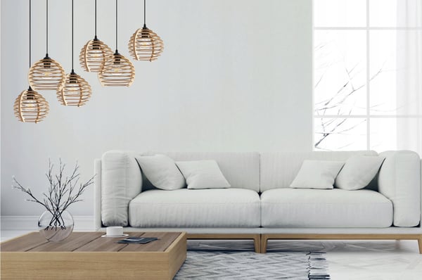 Hængende lampe, loftslysekrone, træ, LED lampeskærm