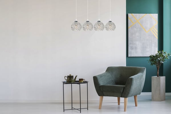 Kromhængende lampe med LED-krystal til loftet