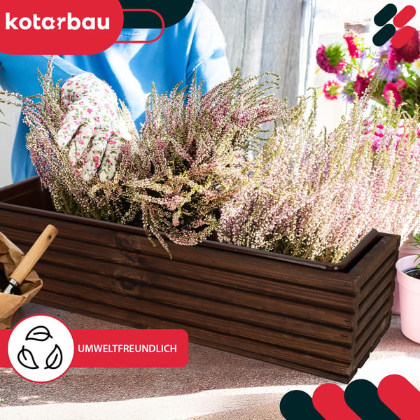KOTARBAU® Træhavekasse til Terrasse med Indsats Brun 64 x 20 CM