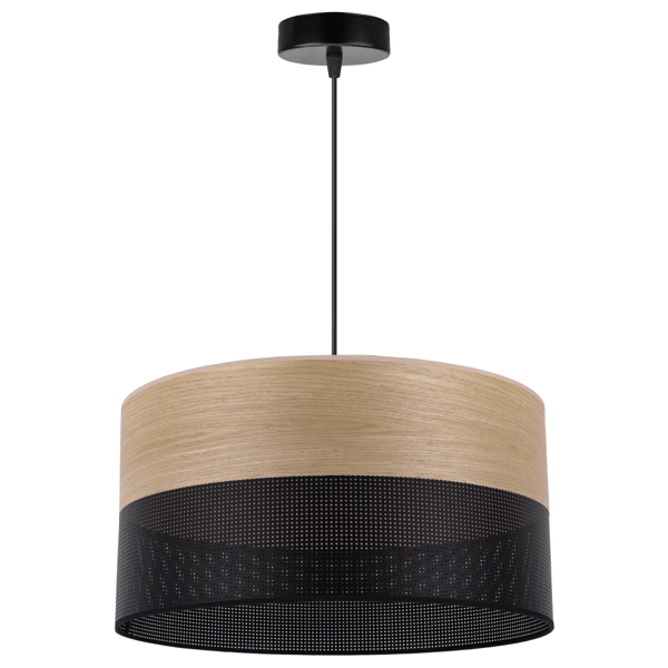 ENKELT HÆNGELAMPE, LAMPESKÆRM I GYLDEN EGEFRONT, 40 CM