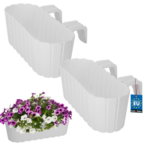 KOTARBAU Balkongkruka för räcke oval rustik vit 400 mm set om 2