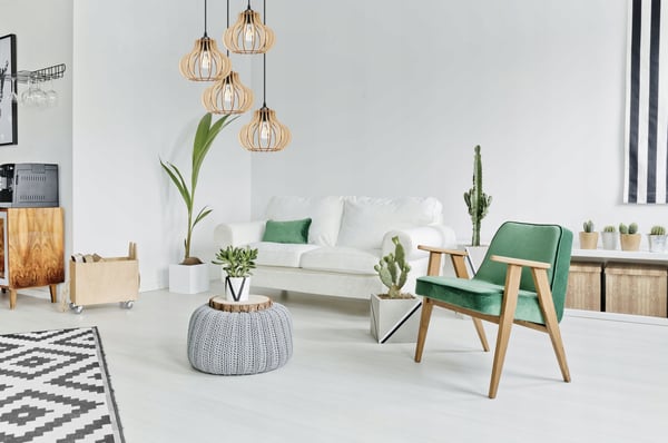 Hængende lampe, loftslysekrone, træ, LED lampeskærm