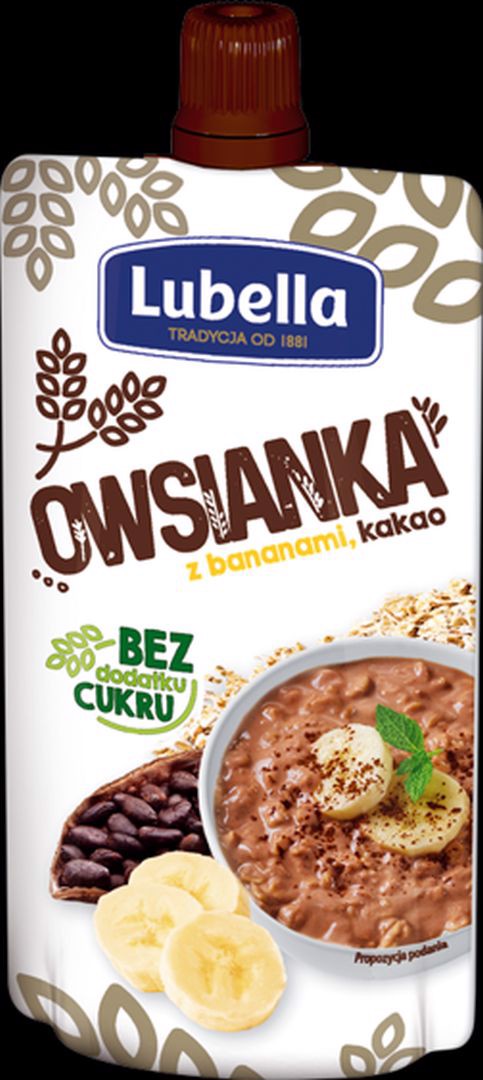 Lubella havregryn med bananer och kakaopulver, sockerfri, 100 g