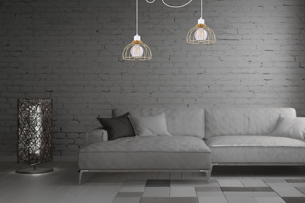 Lofthængende lampe med lysekrone i gylden edderkop-stil