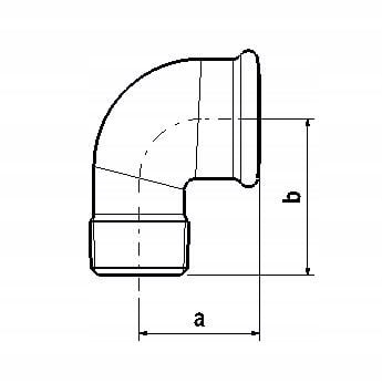 Svart nippelbøj 3/4 tommer DN20 90°