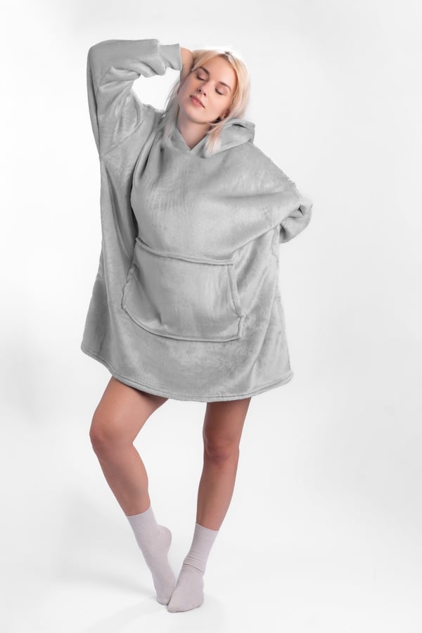 Kocobluse tv-tæppe med hætte, lang, dame-/herre-blød, unisex-badekåbe