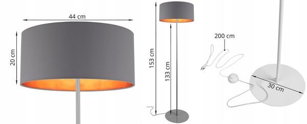 GULVLAMPE MED LAMPESKÆRM 44CM LED, moderne