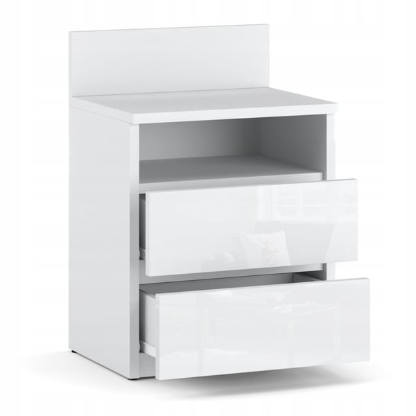 Natbord Hvidglans Natbord 40cm 2S Hylde Loft Soveværelsesmøbel