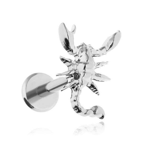 Titanium skorpion labret ørering - sølv 1.2/6