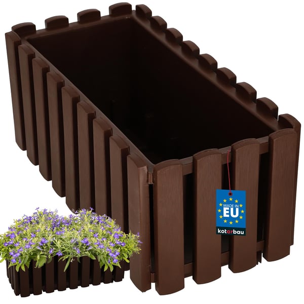 Balkongkrukslåda för räcke terrass rustik brun 40 cm