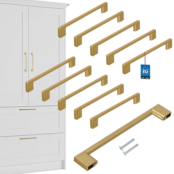 KOTARBAU® klassiska moderna långhål kökshandtag matt guld 190 mm avstånd 160 mm set om 10 KOTARBAU® klassiska moderna långhål kökshandtag matt guld 190 mm avstånd 160 mm set om 10