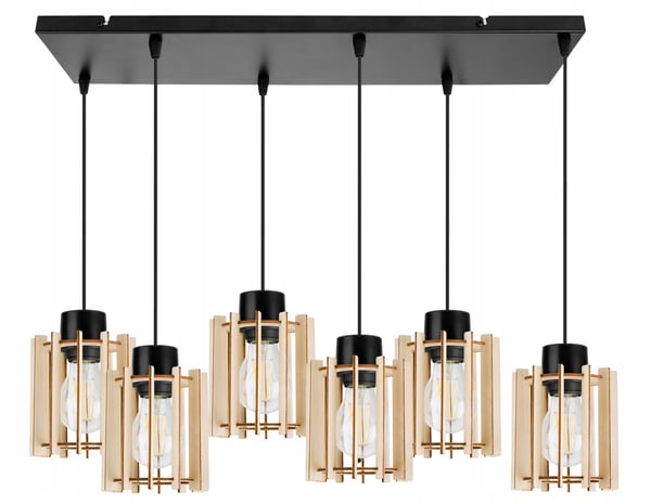 Hængende lampe, loftslysekrone, træ, LED lampeskærm