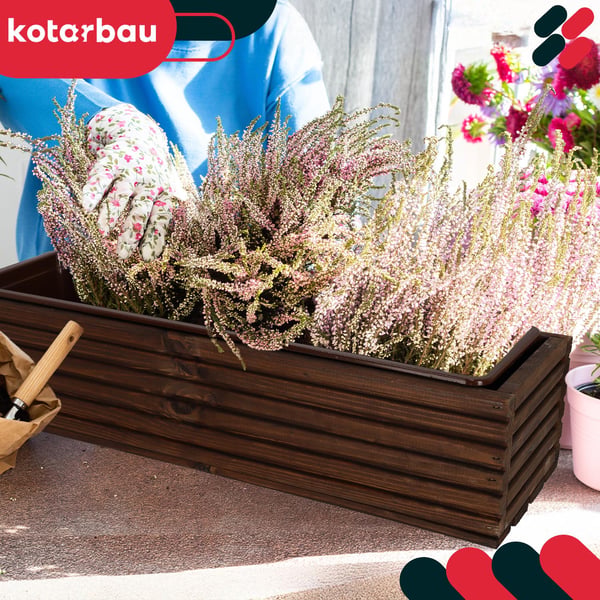 KOTARBAU® Træhavekasse til Terrasse med Indsats Brun 64 x 20 CM