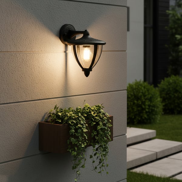 Vägg trädgårdslampa utomhus vägglampa fasadbelysning E27 LED lykta svart ARETOS LUMILED