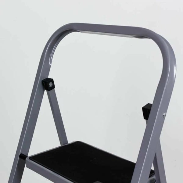 Sammenklappelig metalstige til hjemmebrug, 4 trin, platform, grå, 150 kg