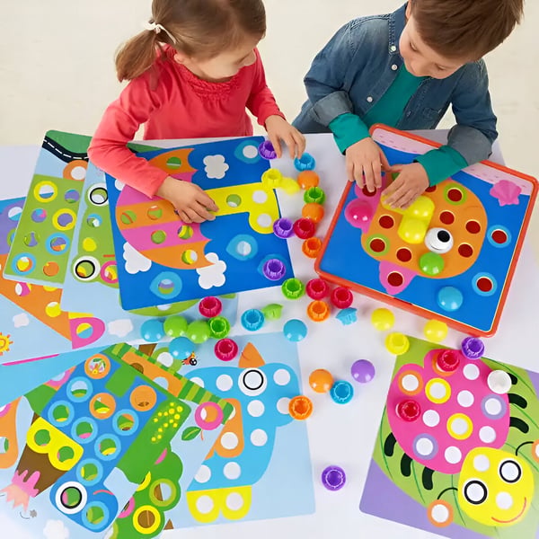 Montessori-palapelinappimosaiikki, opettavaiset värit, sienen muoto, 57e