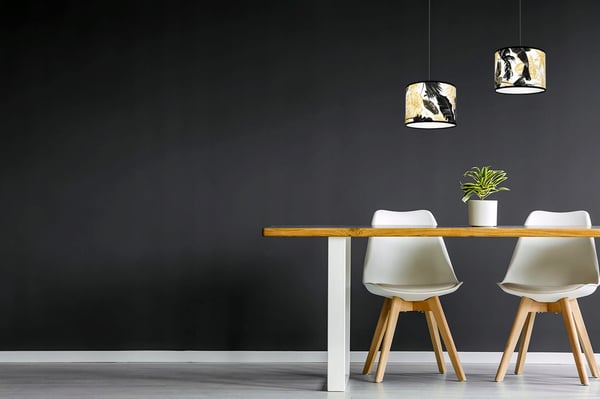 Lofthængende lampe, lampeskærm, gyldne blomster, LED