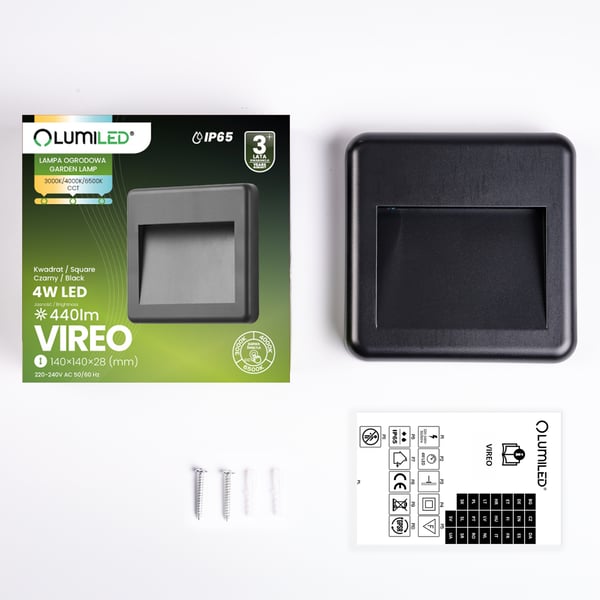 Utomhuslampa trappvägg scenovljus CCT 3000-6500K LED 4W IP65 VIREO LUMILED